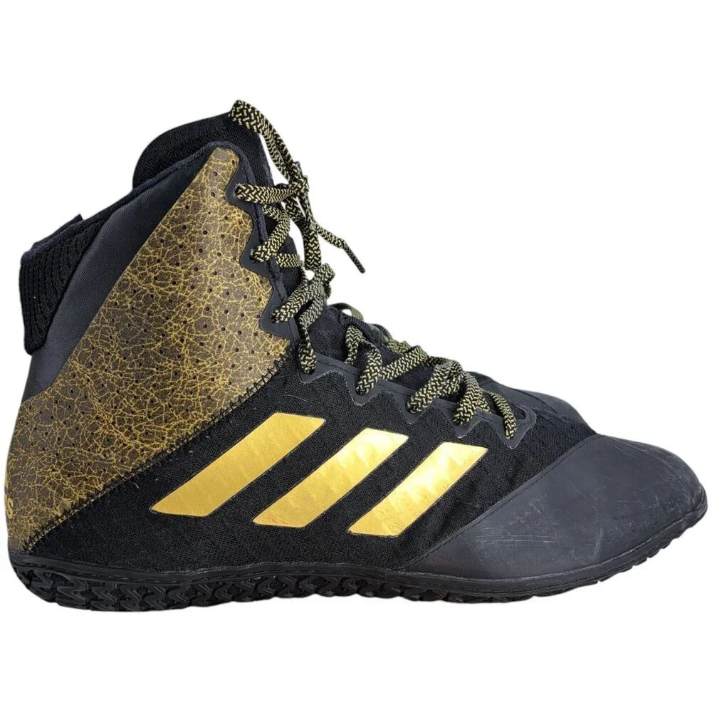 Adidas Map Wizard Hype Black Gold Wresting Shoes Size 10 Mens High Top Metallic